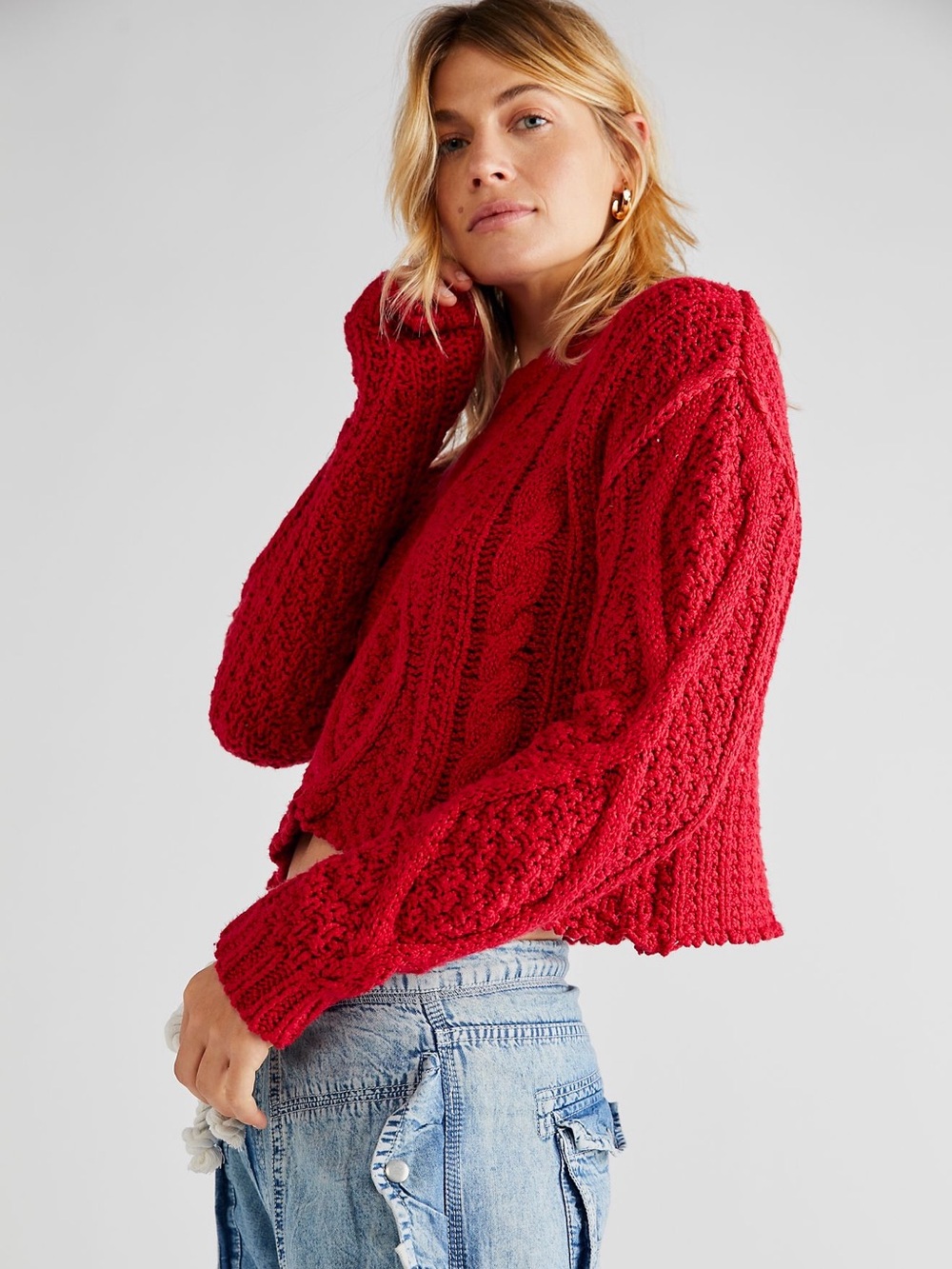 Free People Cutting Edge Red Cable
Knit Women's Sweater NWOT - Picture 4 of 5